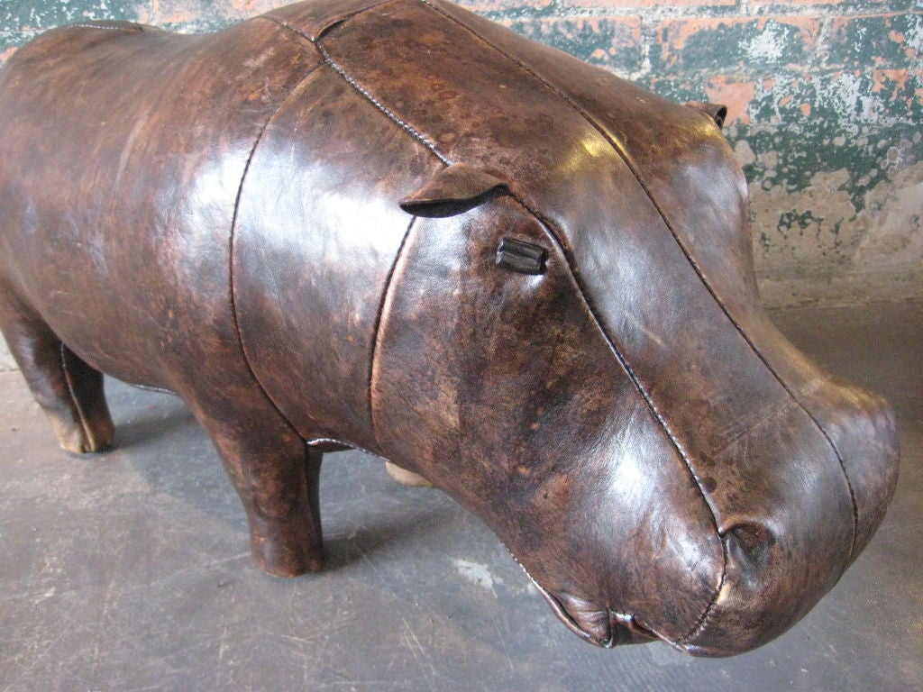 Leather Hippo ottoman for Abercrombie at 1stDibs