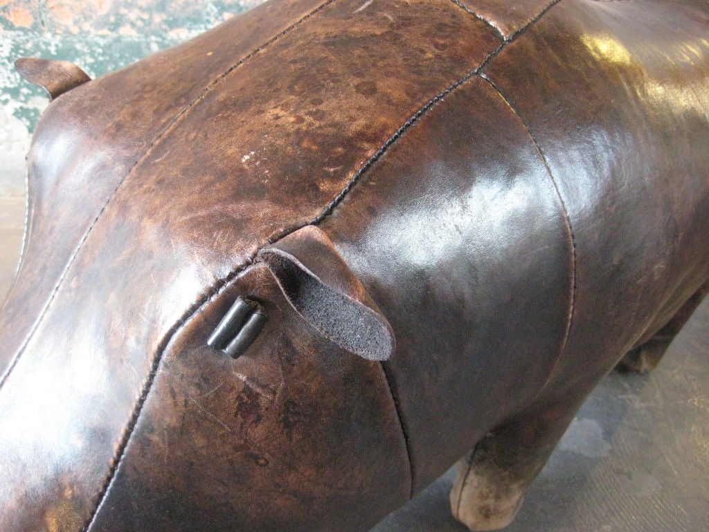 Leather Hippo ottoman for Abercrombie at 1stDibs