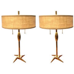 Pair of brass lamps by Stiffel