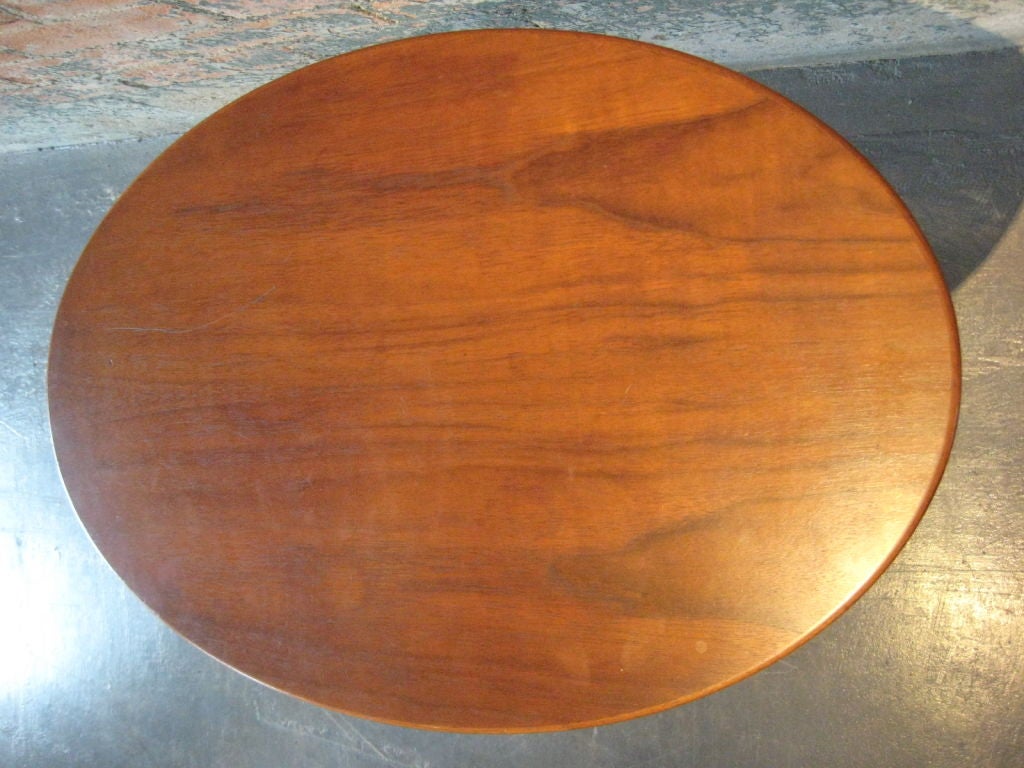 Pair of oval side tables with Teak tops by Eero Saarinen
