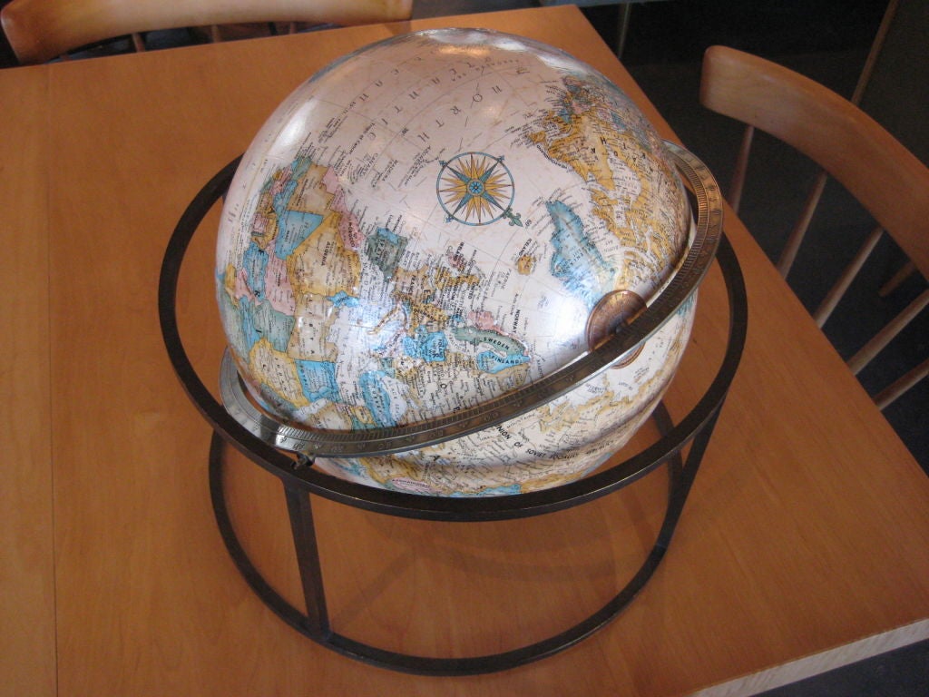 Mid-20th Century Bronze table top globe by Paul McCobb