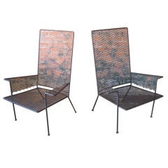Pair of high back outdoor lounge chairs by Van Keppel Green