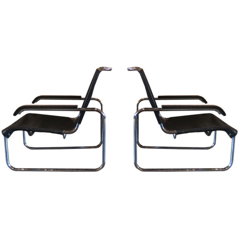 Pair of B-35 lounge chairs by Marcel Breuer