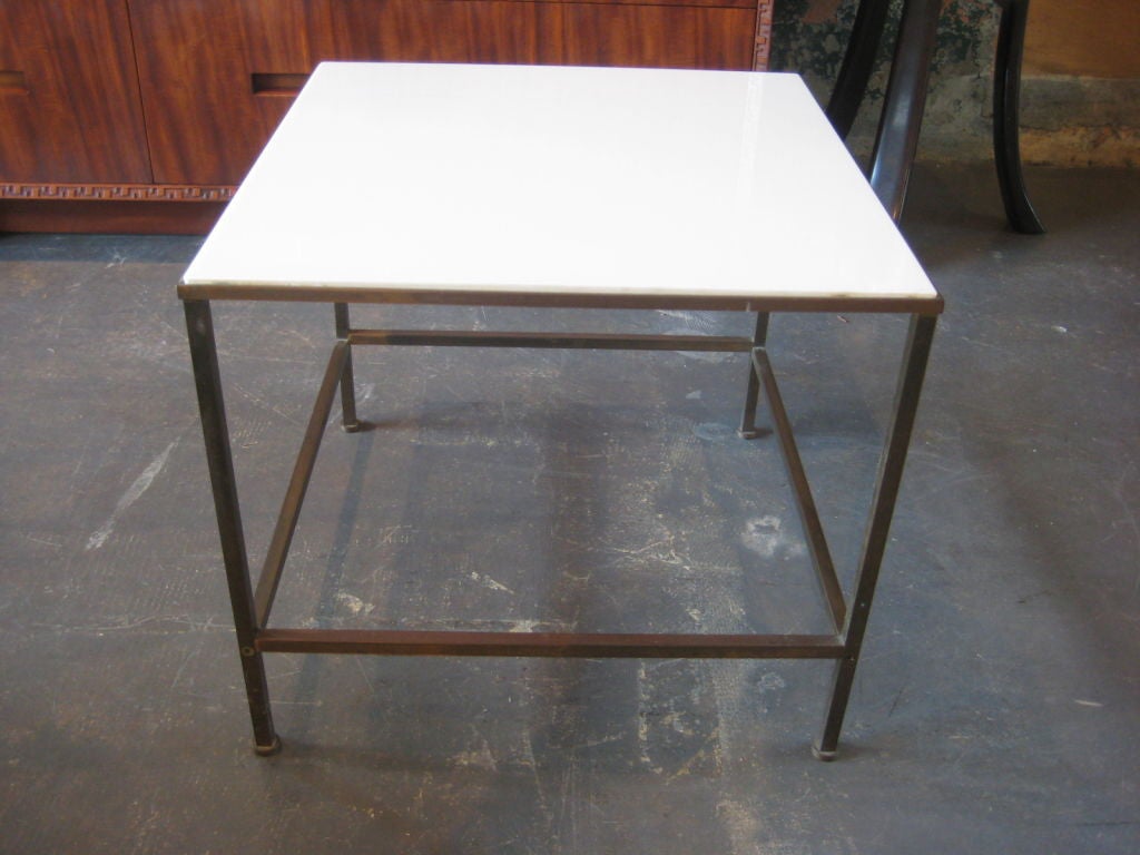 Brass Table with Milk Glass Top