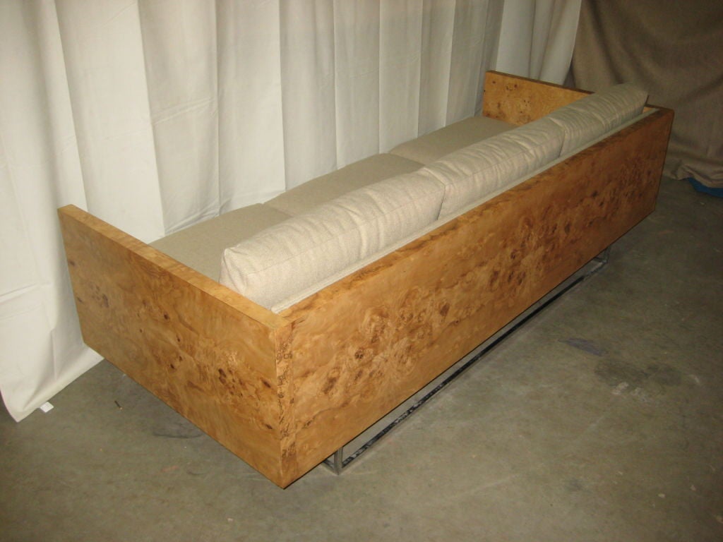 Mid-20th Century Burl Wood Case Sofa designed by Milo Baughman