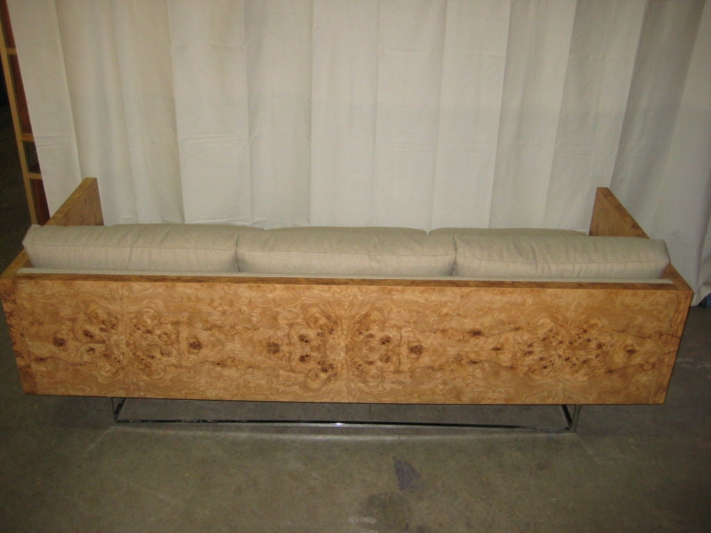 Burl Wood Case Sofa designed by Milo Baughman 2