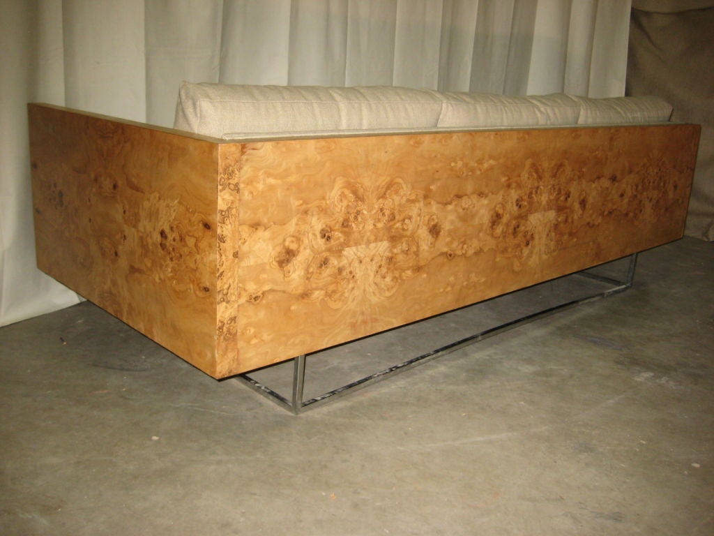 Burl Wood Case Sofa designed by Milo Baughman 4