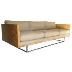 Burl Wood Case Sofa designed by Milo Baughman