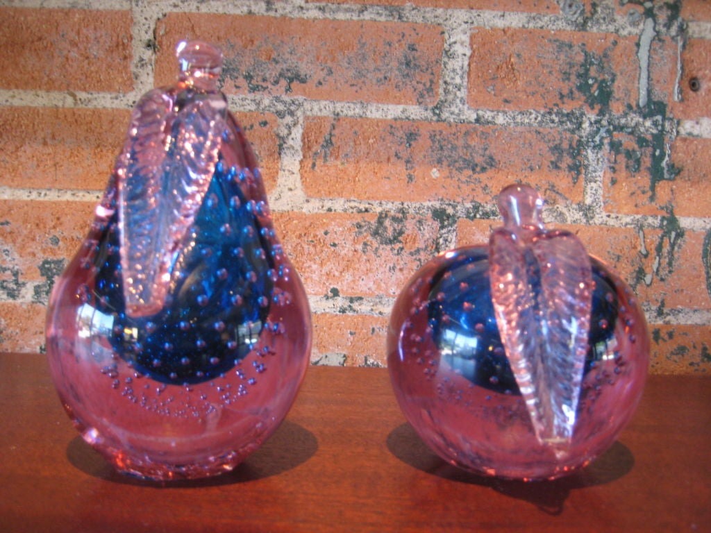 Glass Pear and Apple Bookends By Seguso 2