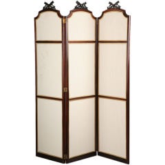 A French Rosewood and Ormalu Three Panel Folding Screen