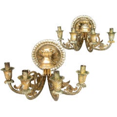 A Pair of Early 19th Century Italian Tole Four Light Sconces