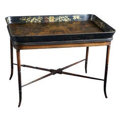 English Regency Lacquered Chinoiserie Tray on Stand/Coffee Table