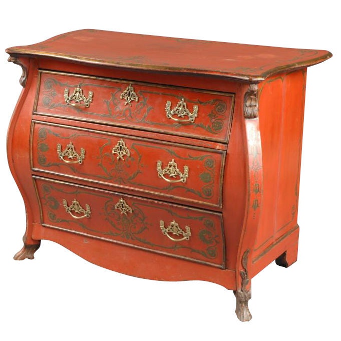 An 18th Century Red Painted Dutch Chest of Drawers For Sale