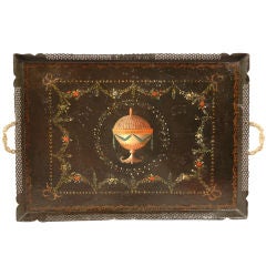 An 18th Century Tole Paint Decorated  Tin Tray