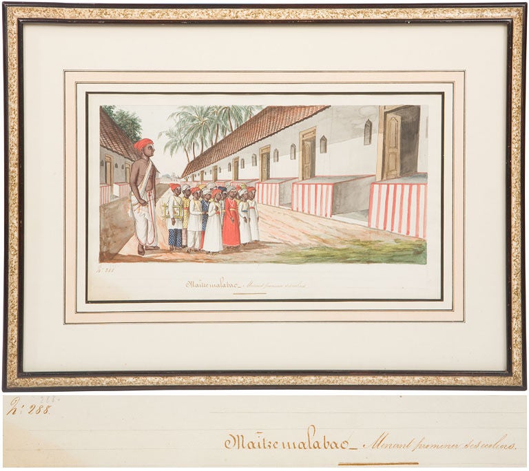 Set of four watercolor paintings depicting celebrations and life in India in the early 19th century