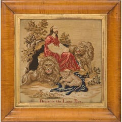 Victorian Needlework Picture Depicting Daniel in the Lions Den 5