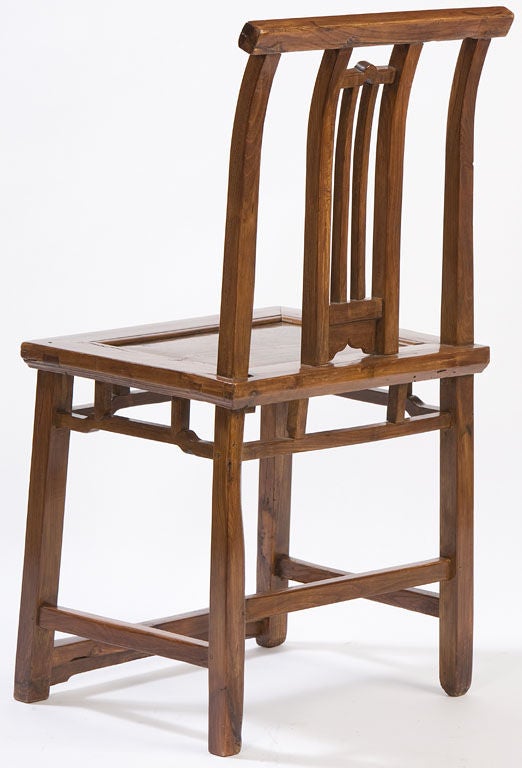 Fine set of Period hard wood side chairs with pierced backs,<br />
wood seats and straight legs with a stretcher base