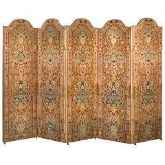 French Napoleon III needlework five panel screen 6