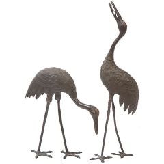 Pair of Japanese Bronze Cranes 10