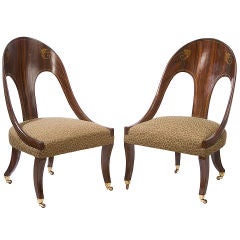 Pair of English Regency spoonback chairs