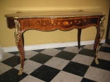 Antique Very fine quality English Marquetry inlaid bureau plat
