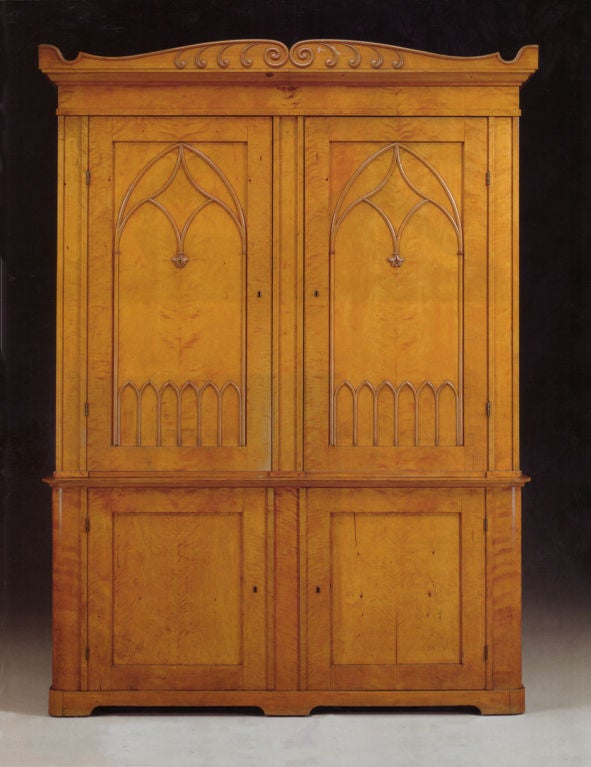 Gothic Revival Pair of 19th Century Scandinavian Satin Birch Bookcases of Monumental Size For Sale
