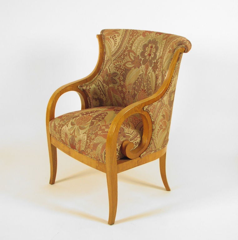Pair of Biedermeier Ash Armchairs