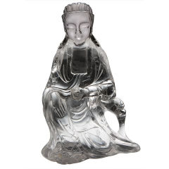 Antique Large Chinese Rock Crystal Sculpture of Guanyin
