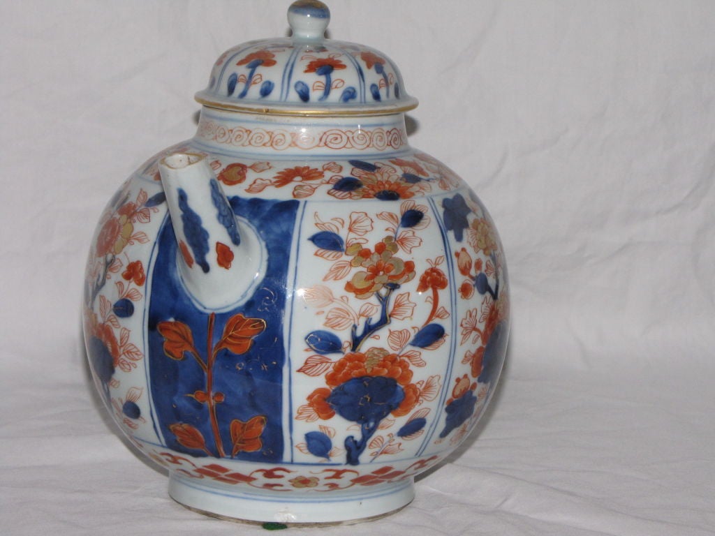 Large Chinese Export Porcelain Punch Pot in Imari Colors