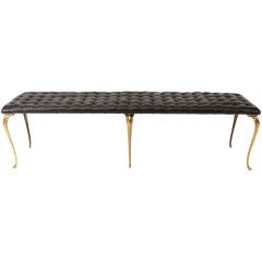 Micro Tufted Leather & Brass Bench