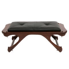 Early Donald Shoemaker Rosewood & Leather Bench