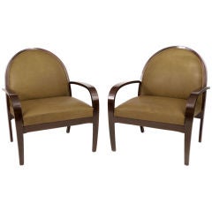 Pair of Leather Lounge Chairs by Plycraft