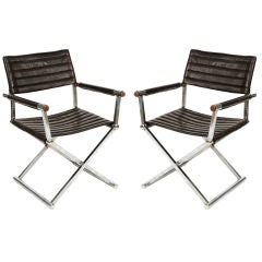 Chrome & Leather Sling Chairs