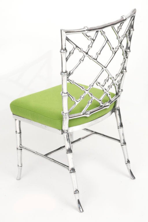 Mid-20th Century Stunning Mirror Polished Aluminum Bamboo Regency Dining Chairs