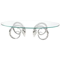 Mirror Polished Rams Head Cocktail Table