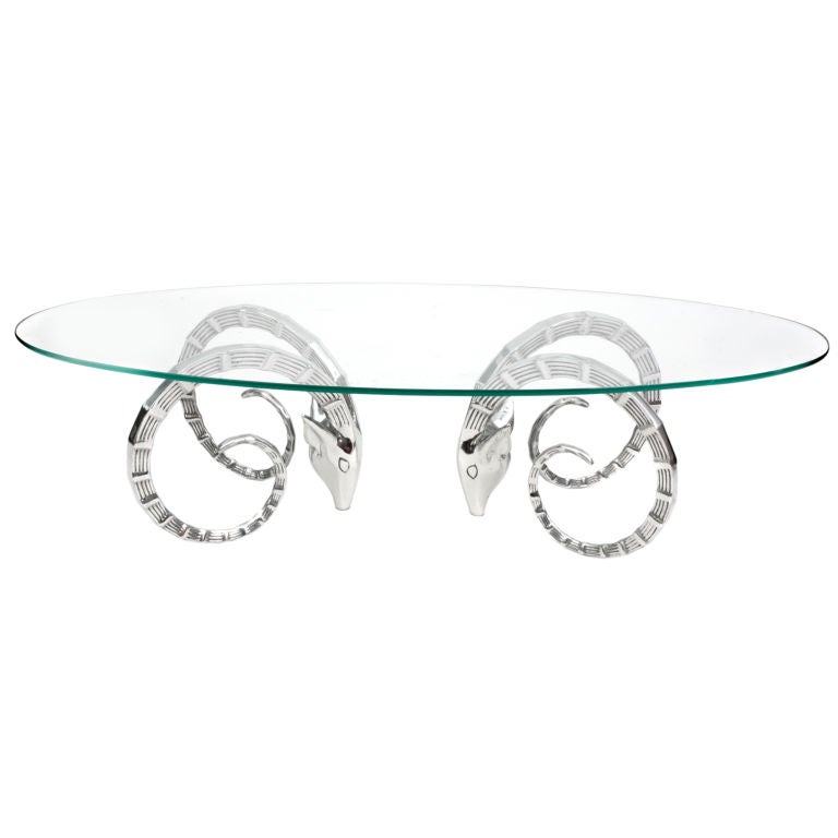 Mirror Polished Rams Head Cocktail Table