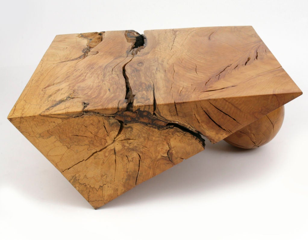 Solid spalted beech table by master wood worker Howard Werner circa early 1990's. This table has incredible natural color variation that comes from the age of the wood and of the inherent beauty of spalted beech. There are sinuous black lines and