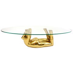 Bronze & Glass Female Form Cocktail Table