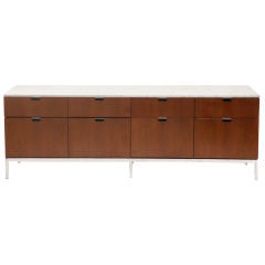 Cherry Wood & Carrera Marble Chest by Florence Knoll