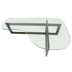 Biomorphic Glass & Mahogany Cocktail Table