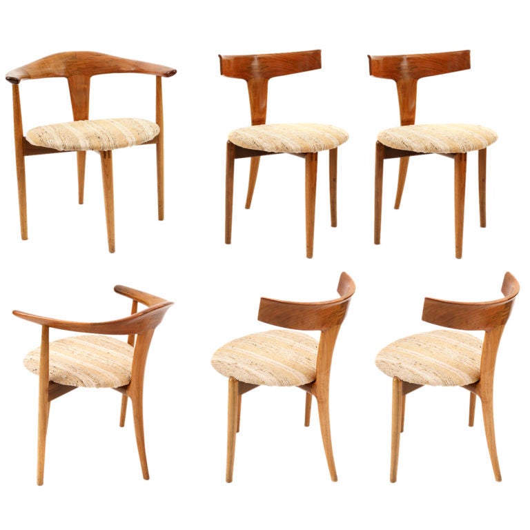 Sculpted Teak Dining Chairs by Moreddi at 1stDibs