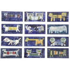 12 1950's Italian Ceramic Tiles