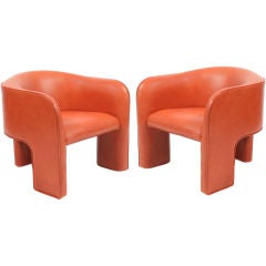 Sculptural Leather Lounge Chairs