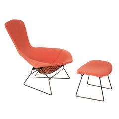 Vintage Iconic Harry Bertoia for Knoll Bird Chair and Ottoman