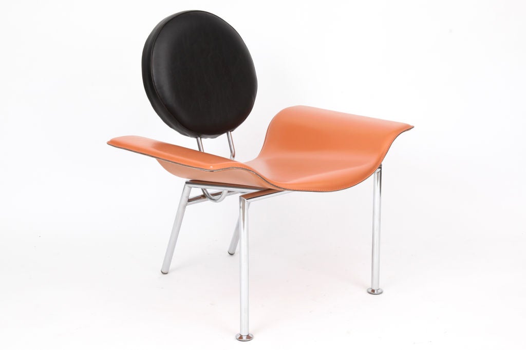 Undulating Italian Leather Lounge Chairs