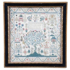 Antique English Needlework Sampler by Margaret Thomson