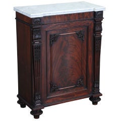 Mahogany Marble Top Side Cabinet