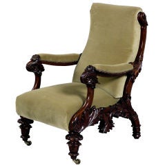 Highly Carved William IV Library Chair