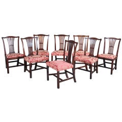 A Set of Eight Chippendale Period Side Chairs