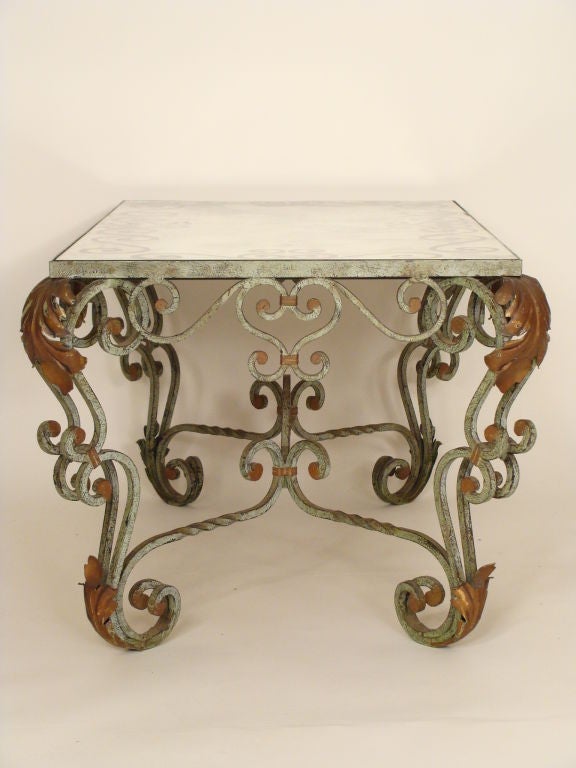 rococo painted iron and glass coffee table